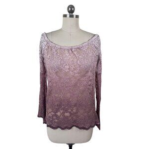 Charlotte Russe Y2K Crochet Lace Tunic Top Womens Large Pink Cottage Fairy Boho
